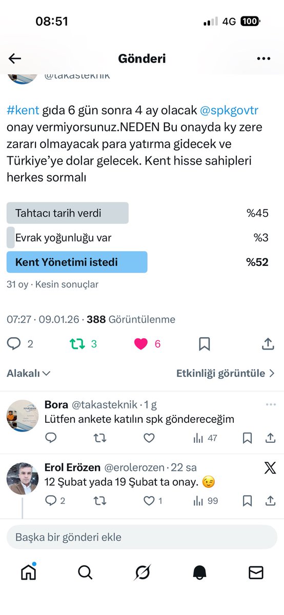 takasteknik's tweet photo. @spkgovtr #kentgıda #kentgida
#Kent Gıda başvurusunda neredeyse 4 ay dolmak üzere.
Bu onayda küçük yatırımcı zararı yok, aksine şirkete kaynak girişi ve ülkeye döviz girişi olacak.
Sürecin neden uzadığı konusunda şeffaf bir açıklama bekliyoruz.Lütfen anketi inceleyin. https://t.co/xR0UICS0UR