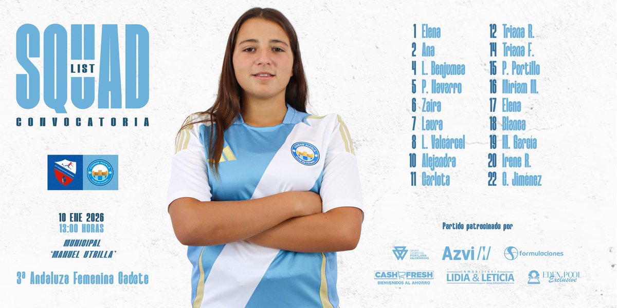 📋👌🏼 Lista de convocadas del Azvi #CiudadAlcaláCF Cadete para el encuentro que abre el fin de semana celeste.

#AlcaládeGuadaíra #FutFem 🩵🤍🩵