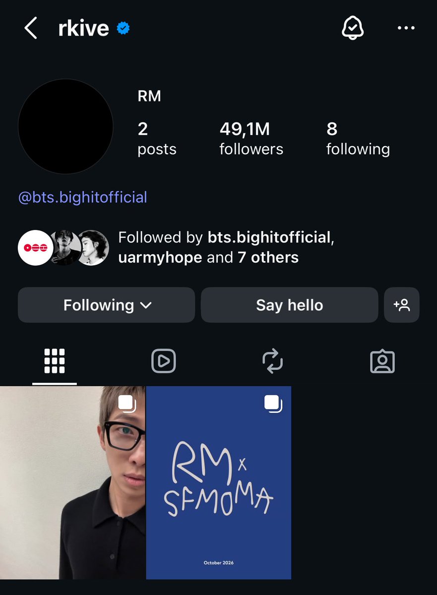 btschartsdailyc's tweet image. #RM only left two photos on his Instagram; he archived/deleted the rest. He also changed his profile picture!