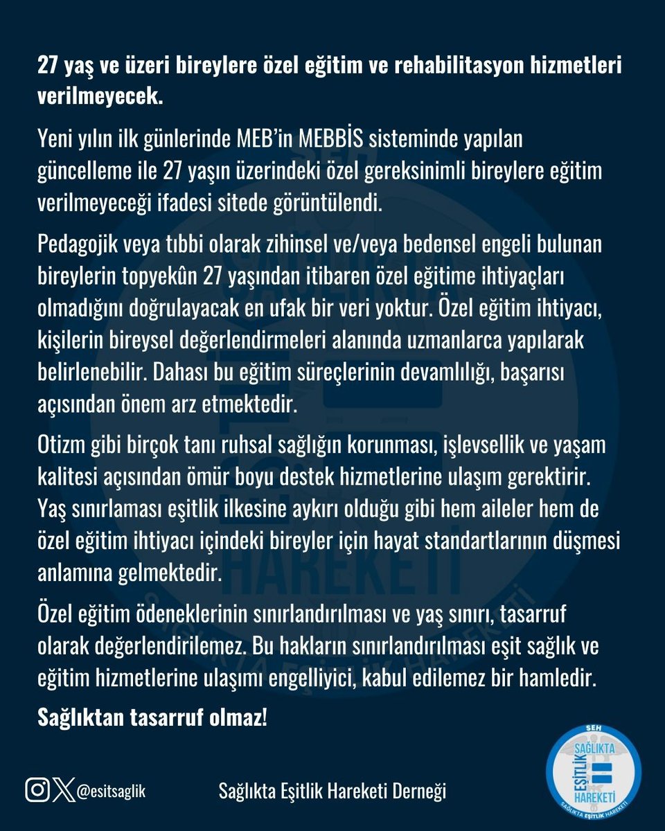 Özel Eğitime 27 Yaş Sınırı Kabul Edilemez!