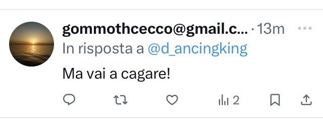 d_ancingking's tweet image. Fantastici quelli di destra
Hanno un profilo impeccabile e un comportamento completamente opposto.
🤣🤣
E poi ti insultano, ti bloccano e infine scappano.
Come han fatto sempre.
Scapare.
Hanno imparato bene dal loro idolo (quello pelato).
@gommothcecco