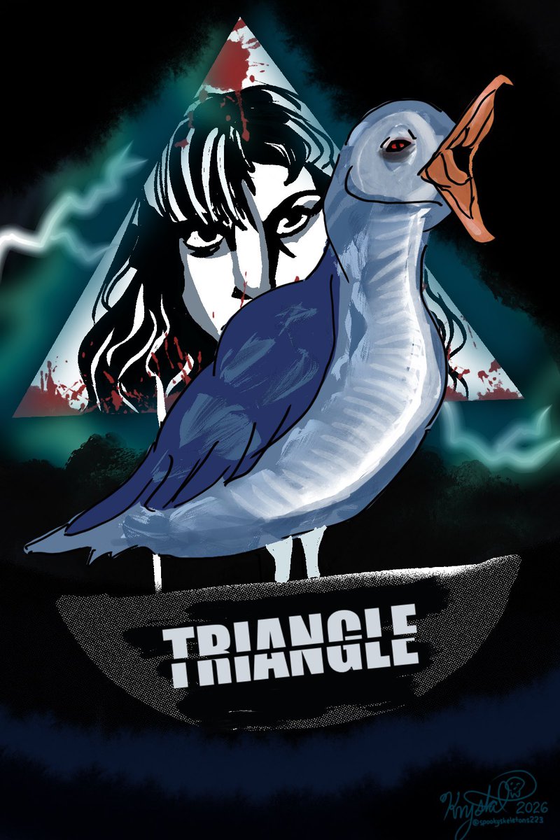 I drew up a fanart for a severely underrated horror movie, Triangle! Triangle (2009) is about a group of young friends whose sailboat encounters a storm and lots of creepy trippy stuff happens. #trianglehorrormovie #horrormovie #horrorfanart