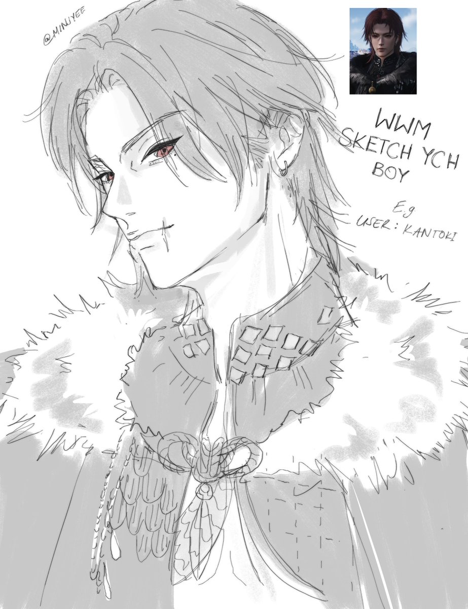 minjyee's tweet photo. opening up sketch ych cxmms!! will draw your wwm's character <3 dm me for more info!  

#wwm #wherewindsmeet https://t.co/2GEIttijBz