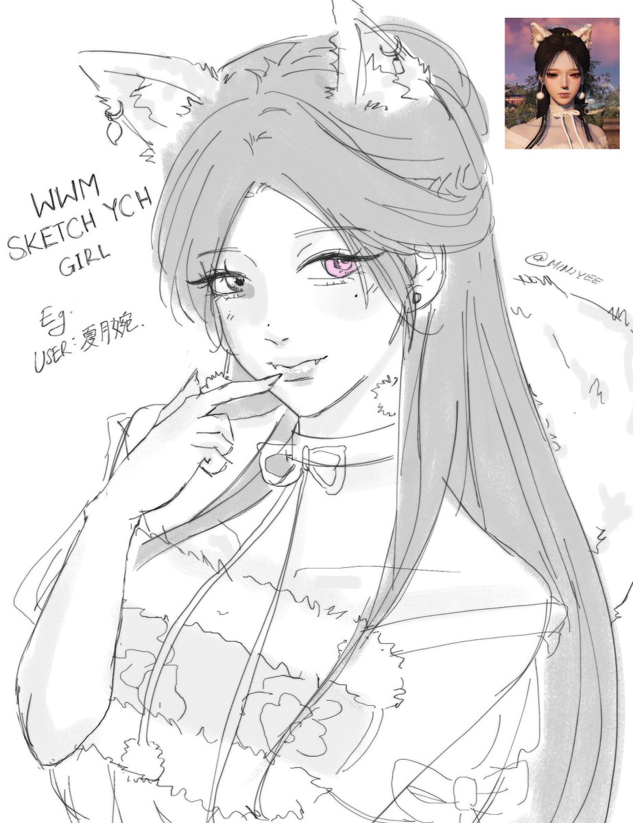minjyee's tweet photo. opening up sketch ych cxmms!! will draw your wwm's character <3 dm me for more info!  

#wwm #wherewindsmeet https://t.co/2GEIttijBz