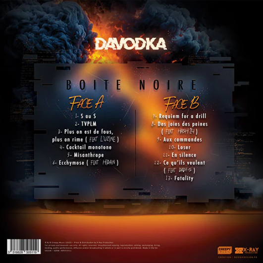 16x16FR's tweet photo. #TRACKLIST : Découvre la tracklist du projet "Boîte noire" de Davodka à paraître le 30 Janvier !
Feats : #LUzine , @Hashh24 , @Hidanlv2t & #DadyS
@DavodkaLV2T https://t.co/iWG4zqqDw4