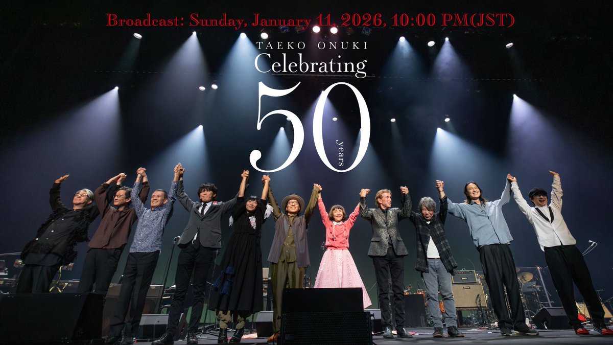 OnukiTaeko's tweet photo. 大貫妙子コンサート2025【Celebrating 50 Years】
📺明日1/11(日) WOWOWライブ 192chにて22:00〜ON AIR。

大貫妙子のデビュー50周年を祝って集ってくれたアーティスト、ミュージシャン、オーディエンスによる一夜の宴。
当日演奏された楽曲をすべてお届けします。
お忘れなきよう、是非ご覧ください。
https://t.co/P19t5w9Jxo
@pianodominor @sudumasa @manabusakata @chrisparkerdrum @shoheiamimori @ichikoaoba   @hanareOffcial #佐橋佳幸 @toshi808_Tokyo
