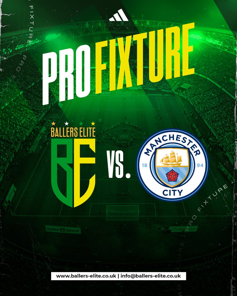 𝙋𝙍𝙊 𝙁𝙄𝙓𝙏𝙐𝙍𝙀

This weekend we have been invited in for a fixture against Manchester City Academy, one of the biggest and most respected clubs in world football. A huge moment and another major milestone for our programme. ⚽️💫

Embrace it. Compete. Give everything. 💪🏻💚