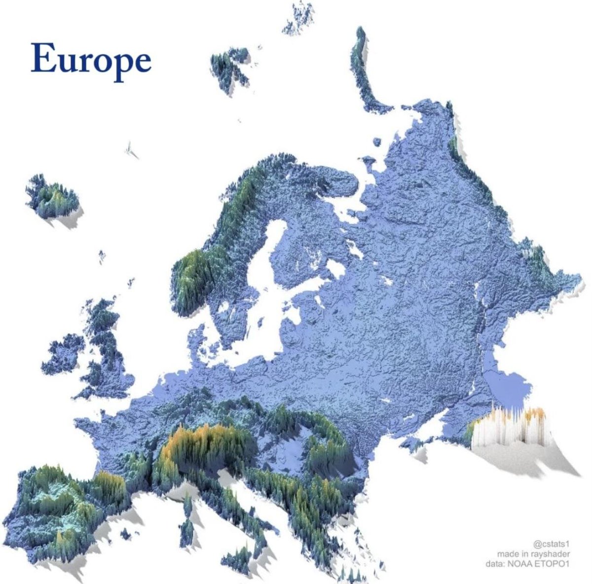 Topography map of Europe 🌍