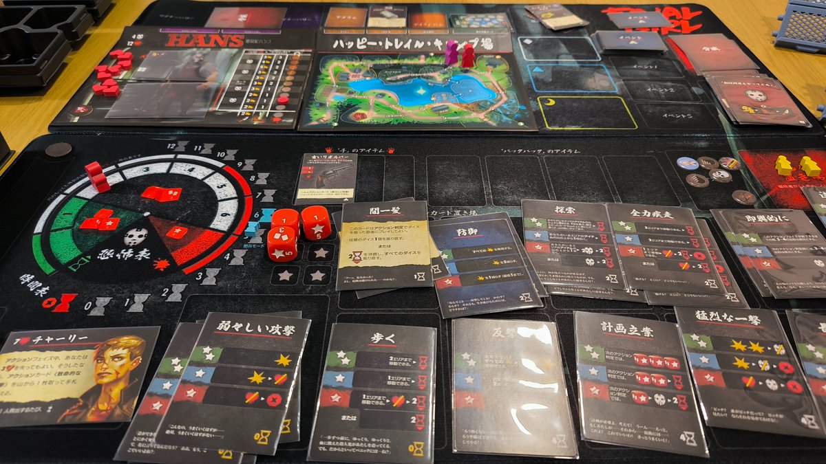 ファイナル・ガール　ハピキャンハンス　最高の出だしで犠牲者を大量に救うも己の力を過信してダイス目にも見放されやられてしまった
完璧なプレイミス⋯！もう少しじっくりとヒットアンドアウェイ戦略を立てるべきだったなチャーリー