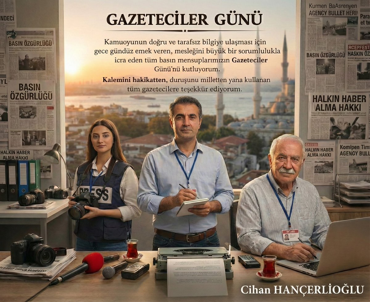 Kamuoyunun doğru ve tarafsız bilgiye ulaşması için gece gündüz emek veren, mesleğini büyük bir sorumlulukla icra eden tüm basın mensuplarımızın Gazeteciler Günü’nü kutluyorum.
Kalemini hakikatten, duruşunu milletten yana kullanan tüm gazetecilere teşekkür ediyorum.
