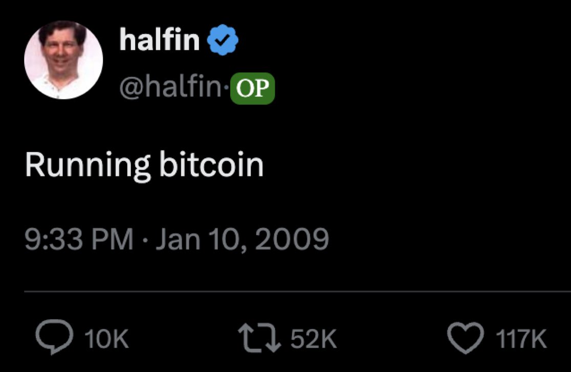 Remember: 10th, January-2009. On this day today, 17 years ago, the first-ever  tweet mentioning Bitcoin was posted by Hal Finney.