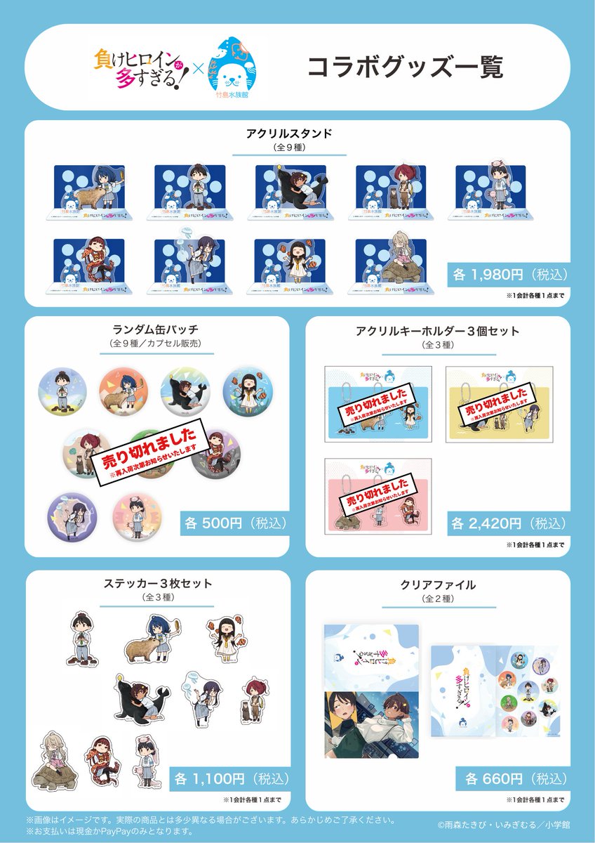 1/10 17:00時点の販売状況です。缶バッジとアクリルキーホルダーの再