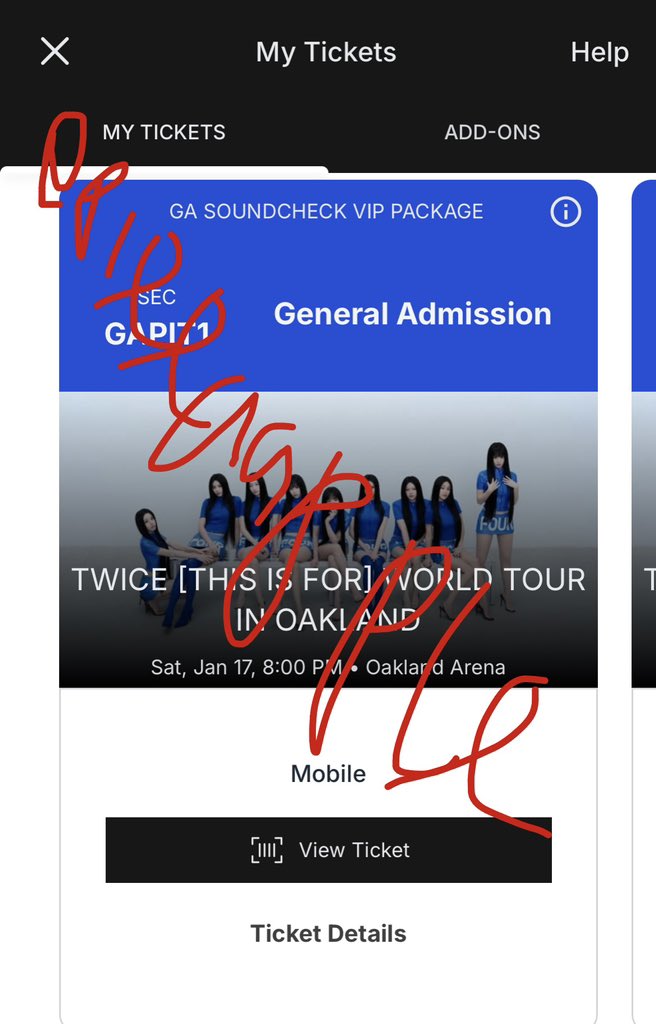 Wts Twice GA vip tickets for Oakland at the Oakland Arena 17/1/2026!

I can’t make it anymore for that Date so if you’re looking dm me!

🏷️ Twice tickets Twice [ This is For ] World in Oakland wts wtt Iso wtb Oakland Arena