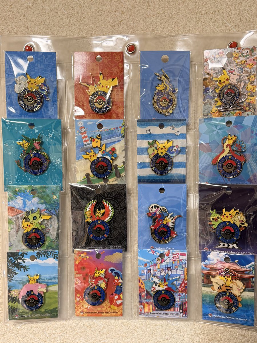 ポケモンセンター ミシロタウン ピンズ 2003年 ウォールポケットゲット！ 全国ポケモンセンターロゴピンズ飾ってみた