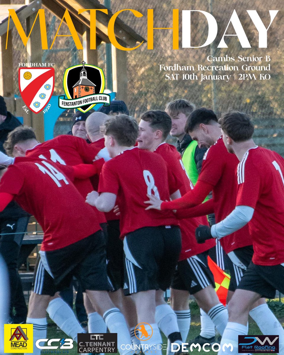 FordhamFC's tweet image. MATCHDAY
🆚️ Fenstanton FC
🏆 Cambs Senior B
🏟 Fordham Recreation Ground 
📍CB7 5NJ
🕑 2pm KO
🔴⚫️⚽️