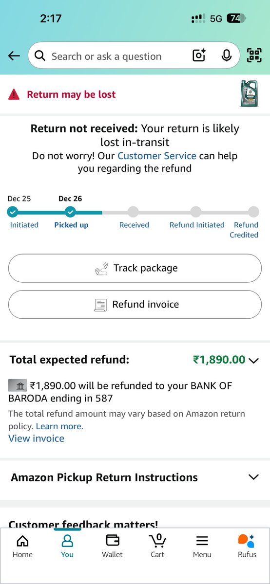 drxusernamvansh's tweet photo. @amazonIN @amazon @JeffBezos 
Order I’d 408-5232618-6953933
I return this product to 26 Dec25 and pickup boy verify it’s by using image shown in his mobile after that the customer care says I return wrong product,but this product is lost in your transit give me refund https://t.co/MZ8jVdgDZz
