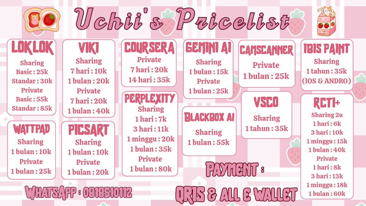 lqebat's tweet image. haii bes aku sell apipi prem and edu need yaaa, robak pun adeee tanya price ajaa yuk fast respon order ke wa ya 🤍

order n testi here : msha.ke/uchiistore