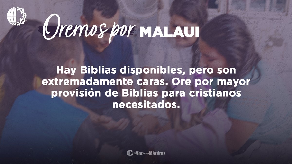 🇲🇼 Malaui: Hay Biblias disponibles, pero son extremadamente caras. Ore por mayor provisión de Biblias para cristianos necesitados.

#cristianos #orar #mártir #persecución #malaui