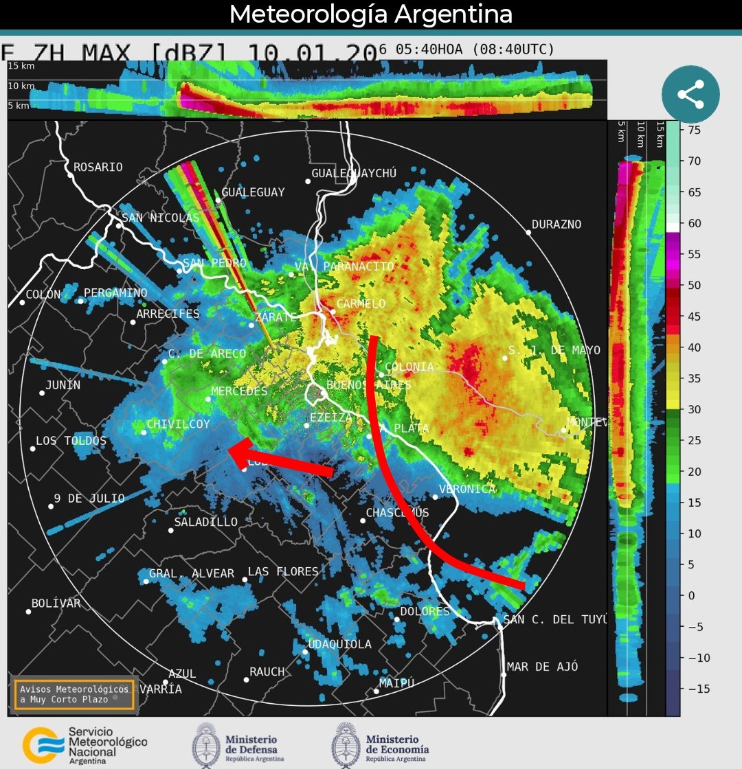 INFO 06:00 HRS🌀
> Luego de un mejoramiento en nuestra región, en breve podemos tener lluvia nuevamente... Se ven lluvias moderadas a fuertes localmente... Veremos cómo nos llega pero podría haber algún que otro trueno...
> En zona norte del AMBA se acumularon entre 10 y 15 mm.