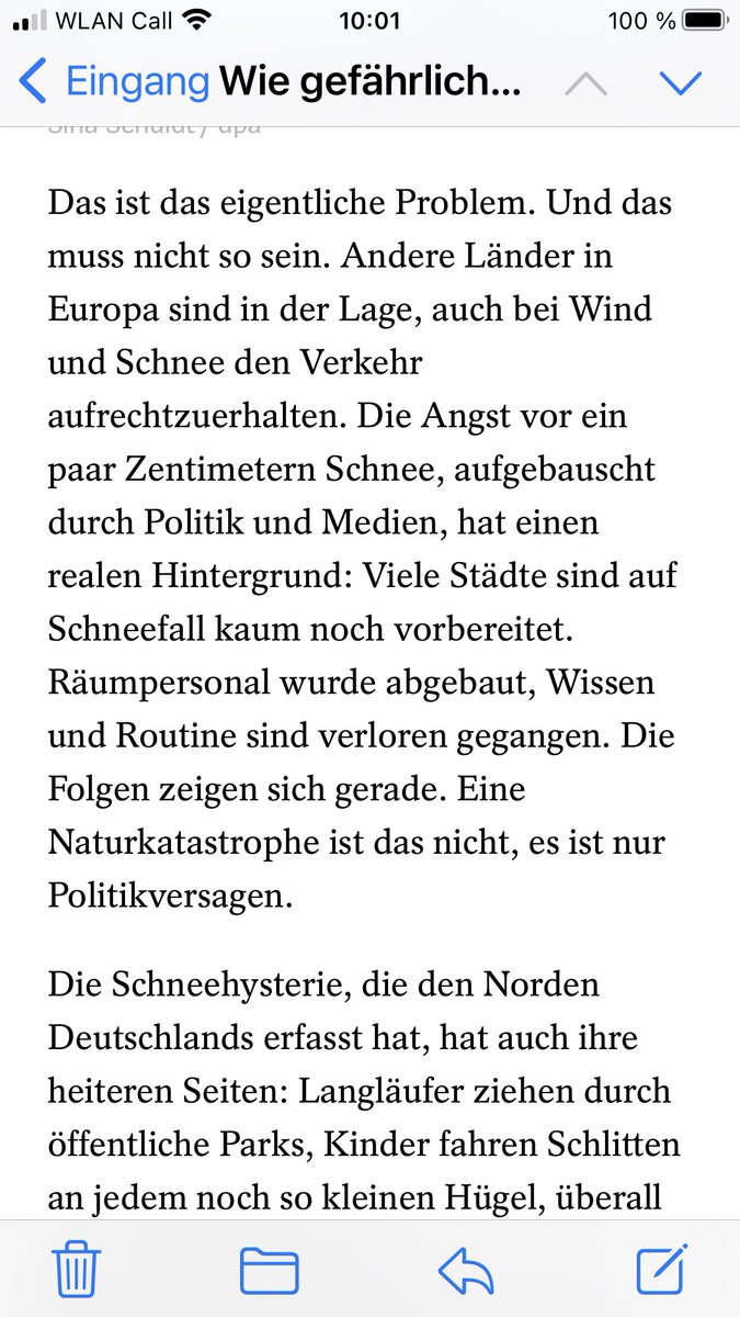 Völlig richtige Bemerkungen zur deutschen „Schneehysterie“: