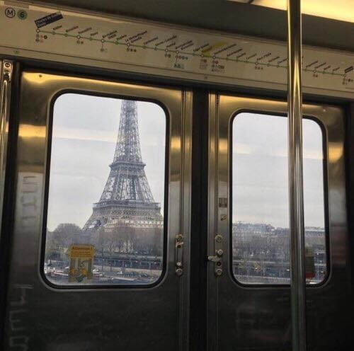 The Eiffel Tower as seen from the Paris metro