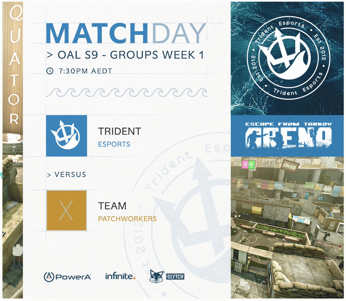 TridentEsports's tweet photo. #MATCHDAY
Our #EFTA are live competing in #OAL season 9! Three back to back games tonight with the team picking up the first game of the series against #PatchWorkers 9-1.
Come watch the action live here: https://t.co/32r0FeTgui https://t.co/Plm30jWaBf