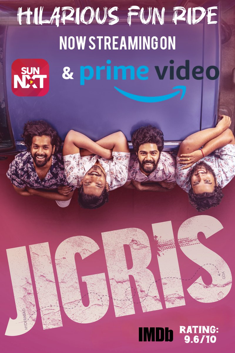 #JIGRIS now Streaming on <a href="/sunnxt/">SUN NXT</a>

sunnxt.com/telugu-movie-j…

<a href="/KrishnaBurugula/">Krishna Burugula</a> <a href="/thedheerajkv/">Dheeraj Athreya</a> <a href="/ActorManivaka/">Actor Mani Vaka</a> 
<a href="/Ramnitin8/">Ram nitin</a> <a href="/harishuth/">Harish Reddy uppula</a> <a href="/krishnawgl/">vodapalli krishna</a> <a href="/Vinaichittem/">VINAI CHITTEM</a> <a href="/syedkamran/">Kamran</a> <a href="/me_chanakyart/">Chanakya Reddy Toorupu</a> 

#SunNXT #JigrisOnSunNXT