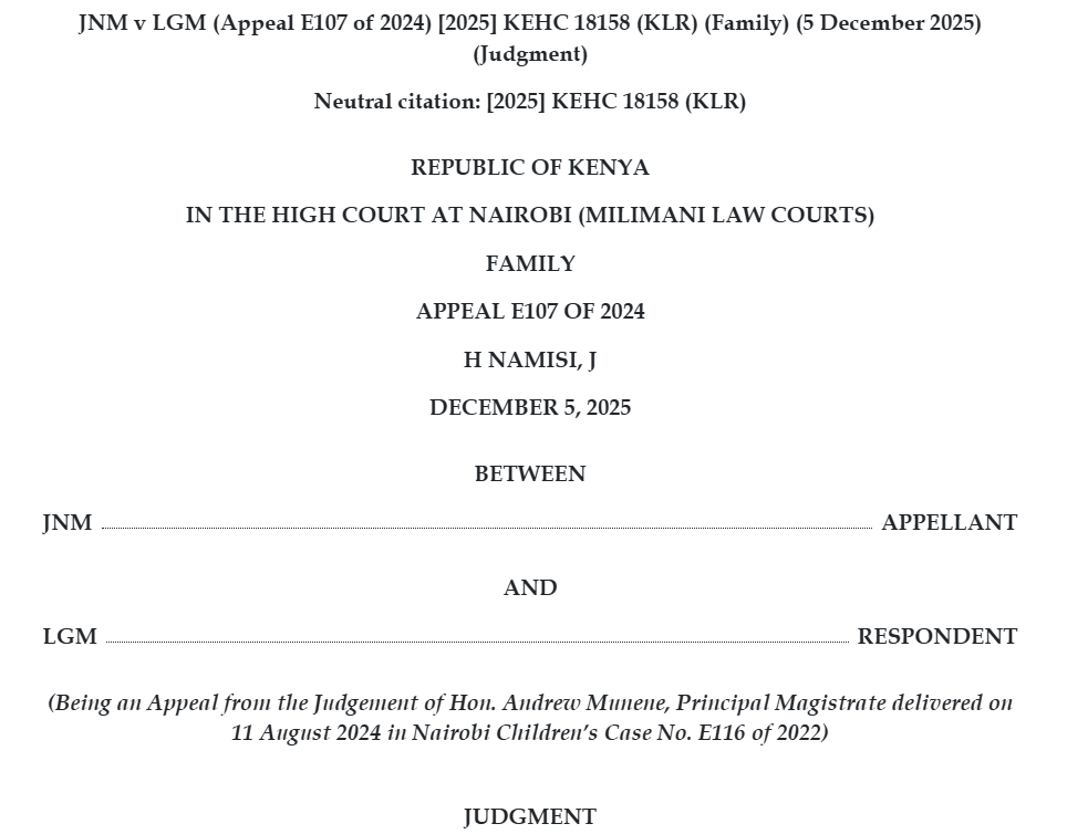 🚨 BREAKING: A FATHER IS NOT THE ONLY PROVIDER, MOTHERS MUST TAKE RESPONSIBILITY TOO - THE COURT RULES🙌

This judgment is for every father who has been told, “Just pay, don’t ask questions.” In JNM v LGM, the High Court looked at a situation many Kenyan men know too well.