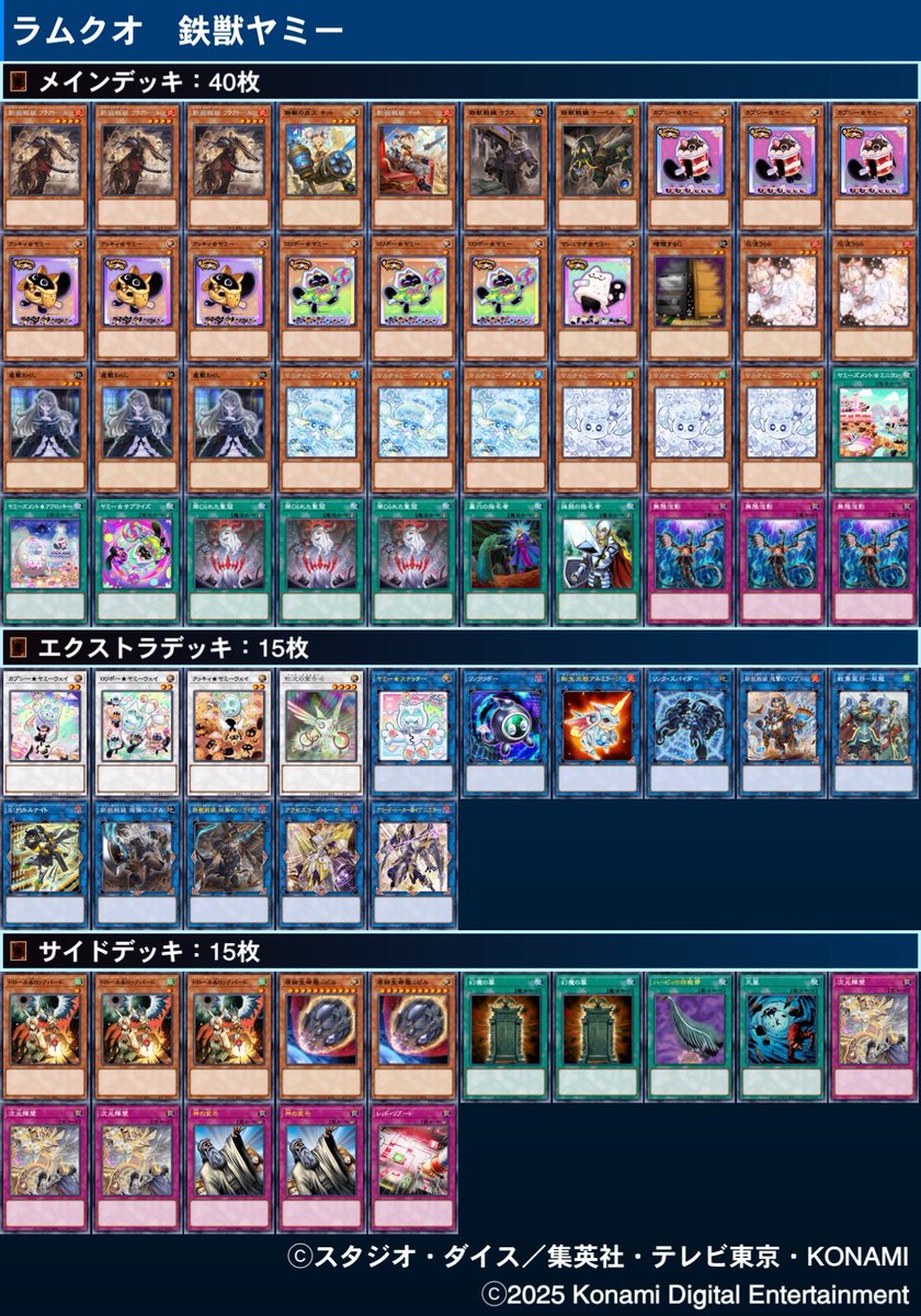 いただき杯 3人チーム戦
【鉄獣ヤミー】使って優勝しました🏆

メインの聖冠が先後問わず強くて優秀で採用して良かったです。

ミネラルたっぷりのはいだくんとよっちゃさんが最強でした😊

ヤミーを信じろ