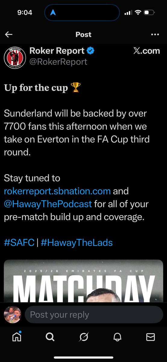 Ramma_____'s tweet image. WOW!

7700 #SAFC fans travelling to Everton today, the red &amp;amp; white Armada is well &amp;amp; truly on its way, as opposed to the black &amp;amp; white dinghy that attended Goodison from Tyneside

There’s more in our Last Man Standing Whatsapp group than #NUFC took that night, blink &amp;amp; you’d miss…