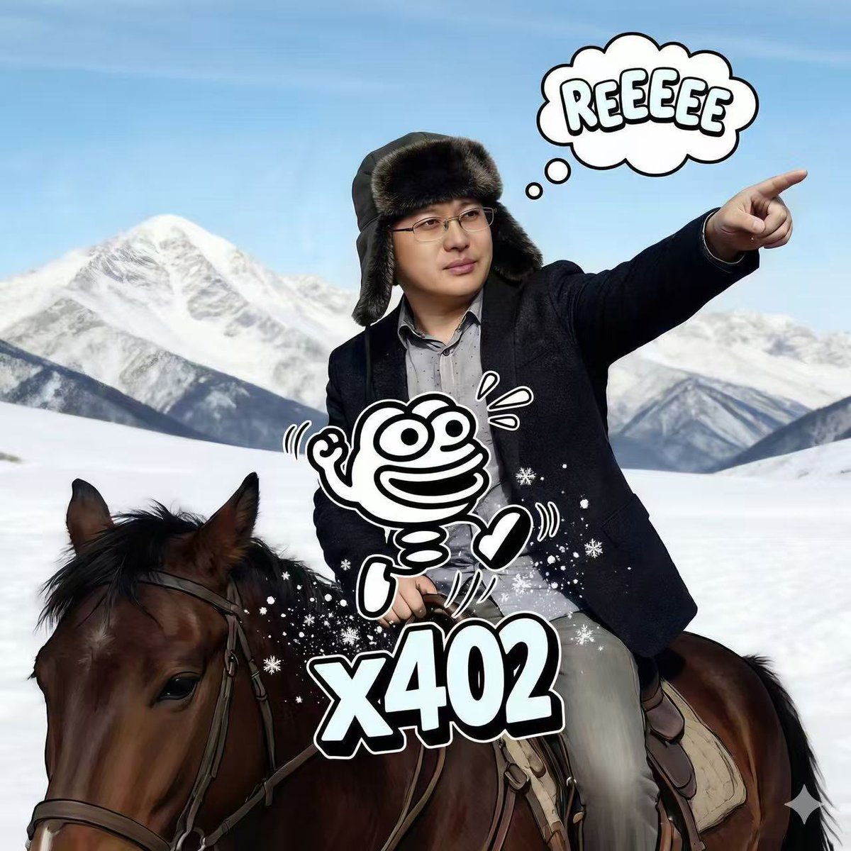 Jumpers,

❄️⛄️I'm Here Stepping on Snow我踏雪来了!

The ticker blasting off from x402 Jumpad mintpad! 

Freshly meme'd last night, mixing x402's with the hottest Chinese meme vibes, community going wild! 

<a href="/star_okx/">Star</a> himself shouted out this name on Twitter—xLayer's ultimate