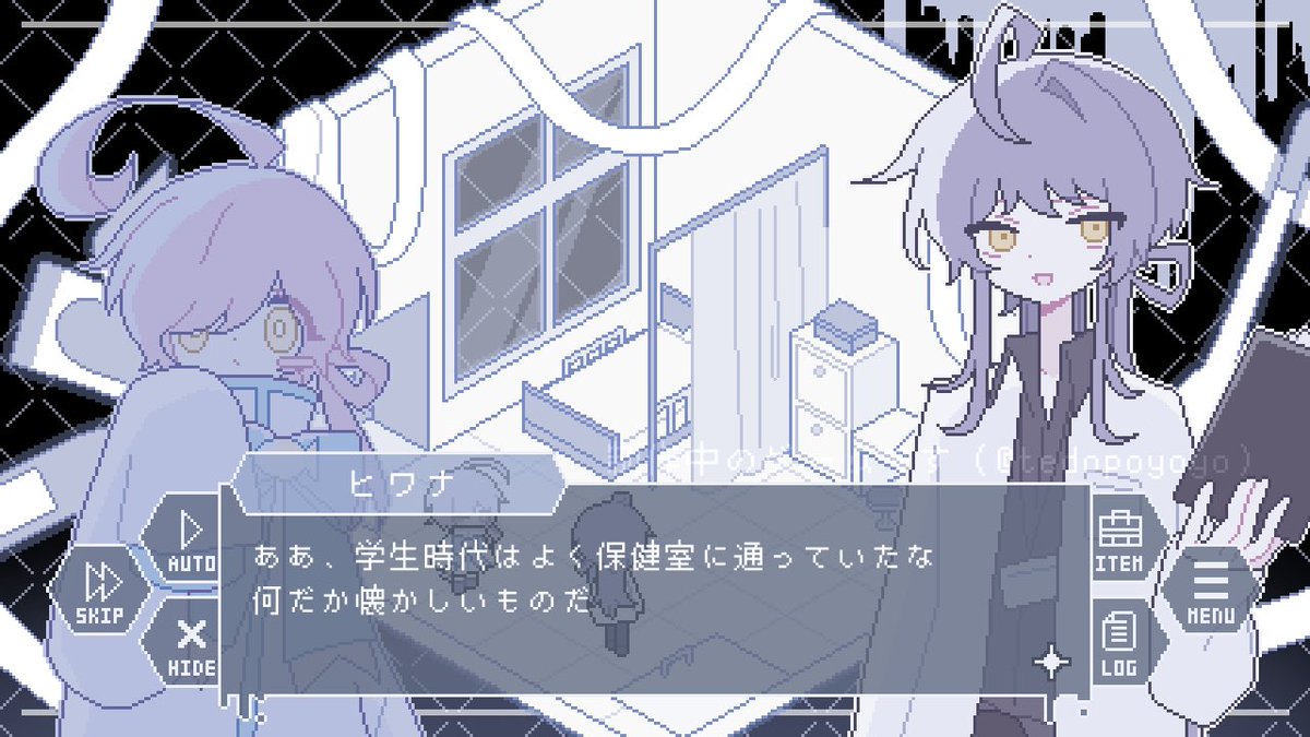 ほんのりBLゲーム
　『 #深窓の病 』を制作中です🤍
◇──────────◇
💭夢の世界へ迷い込んでしまった”夜夜（やよ）”と”ヒワナ”
　　　夢の終わりを探すため、深淵を目指す探索型ADV

💭不穏・ショッキングな要素を含みます　今年公開予定❕
◇──────────◇
#スーパーゲ制デー