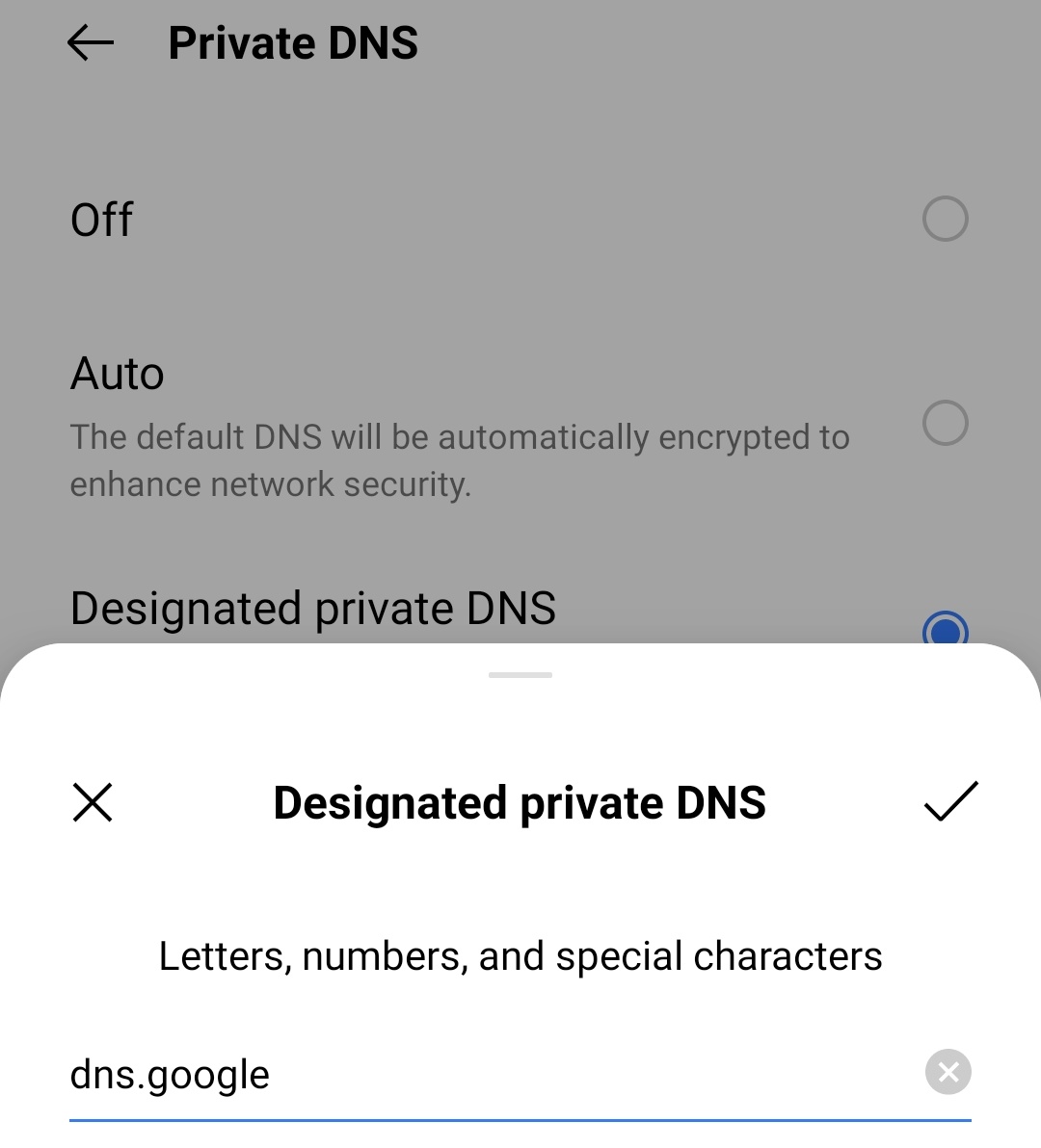 MINGYOUTR's tweet image. ges yg dmnya masih belum bisa, coba ke pengaturan hp, cari connection &amp;amp; sharing, terus pilih private dns, terus modif jadi begini []