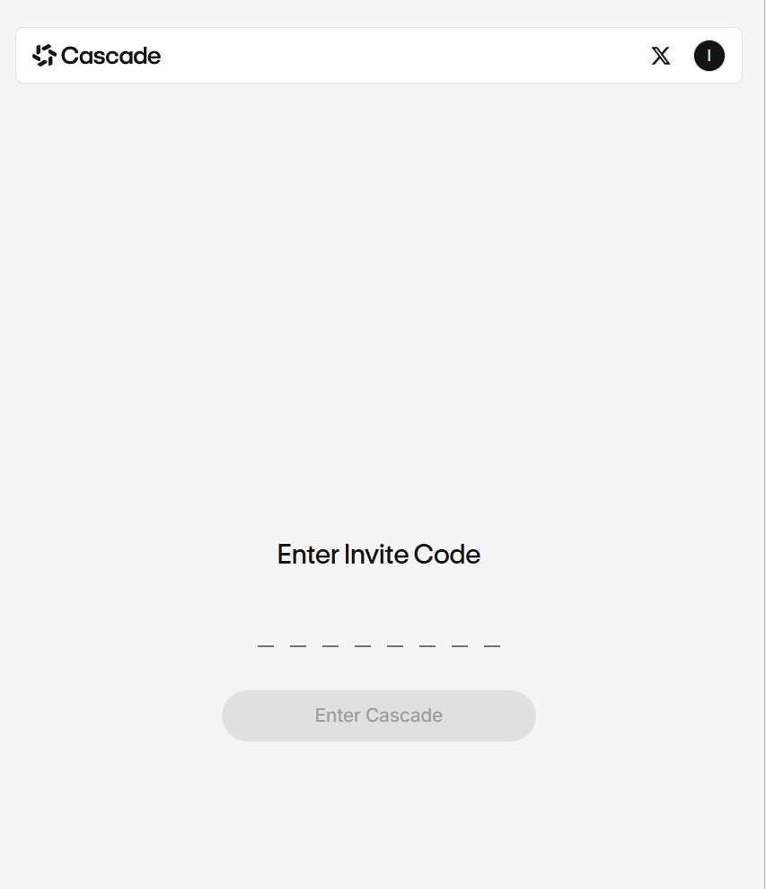 CASCADE CODE GIVEAWAY 🪂

Partnered with <a href="/fiyalkin/">fiyalkin</a> to Give 1X code in <a href="/cascade_xyz/">Cascade</a>

⏰ JUST 4 hrs left!!! 

To enter:

- Follow <a href="/DeRonin_/">Ronin</a> and <a href="/fiyalkin/">fiyalkin</a>
- Like + RT
- Tag 3 Friends

If this giveaway will catch many eyes, will setup one more, on more codes next day

GL fellows