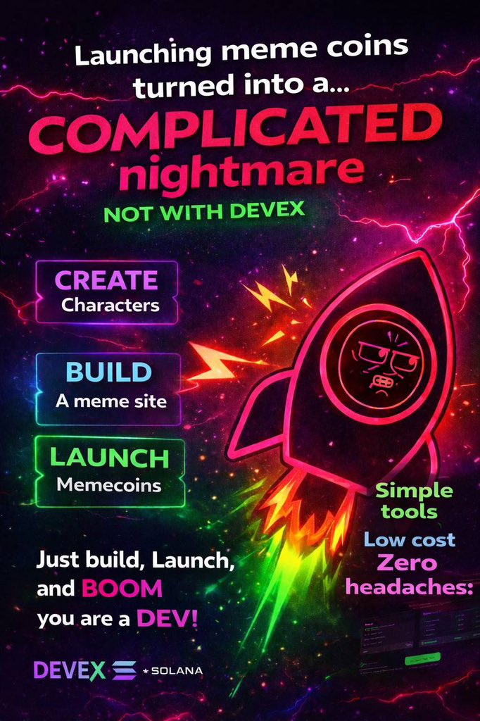 KindDrag0n's tweet image. If anyone’s building on Solana, DEVEX.fun is worth a look.
Meme mascot, branded site, Raydium launch all in one place.