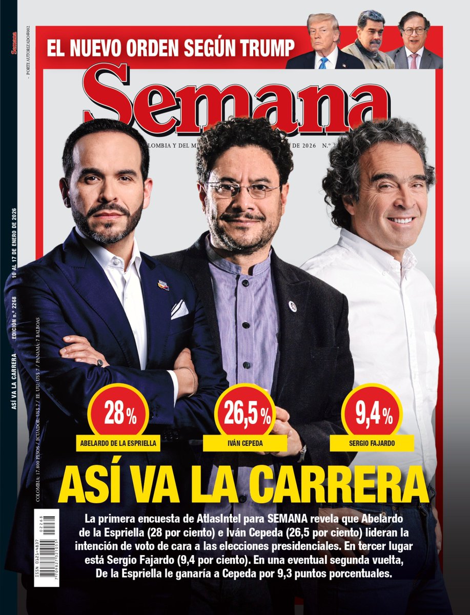 #Elecciones2026 | Abelardo de la Espriella le ganaría a Iván Cepeda en una segunda vuelta por más de 9 puntos porcentuales, según una encuesta de AtlasIntel para SEMANA. Así está la intención de voto.

Vea el contenido completo: semana.com/politica/artic…