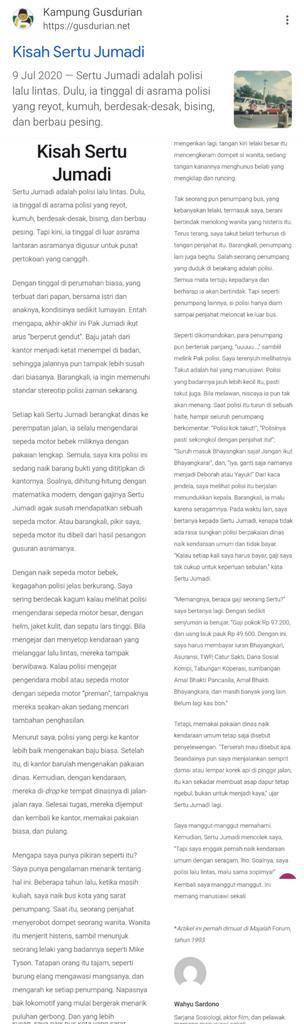 gumpnhell's tweet photo. Yg menarik latar belakang keluarga Dono Kasino Indro. Ke-tiga2-nya punya hubungan dgn polisi (meski yg Dono polisi 'biasa').

Dono sendiri beberapa kali menulis artikel 'kritik' soal aparat. Yg paling terkenal Kisah Sertu Jumadi yg dimuat di Majalah Forum 1993. https://t.co/MZZjA29SOC