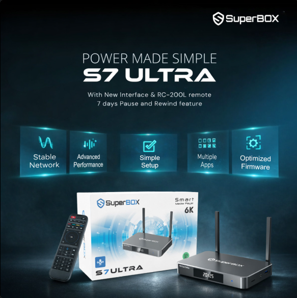 Tony_SuperBOX's tweet photo. S7 Ultra — built for speed, stability, and effortless control.
✔️ Advanced performance
✔️ Stable network connection
✔️ Simple plug-and-play setup
✔️ Multiple app support
✔️ Optimized firmware
✔️ 7-day Pause &amp; Rewind with the new RC-200L remote https://t.co/yhOwHfpHu0