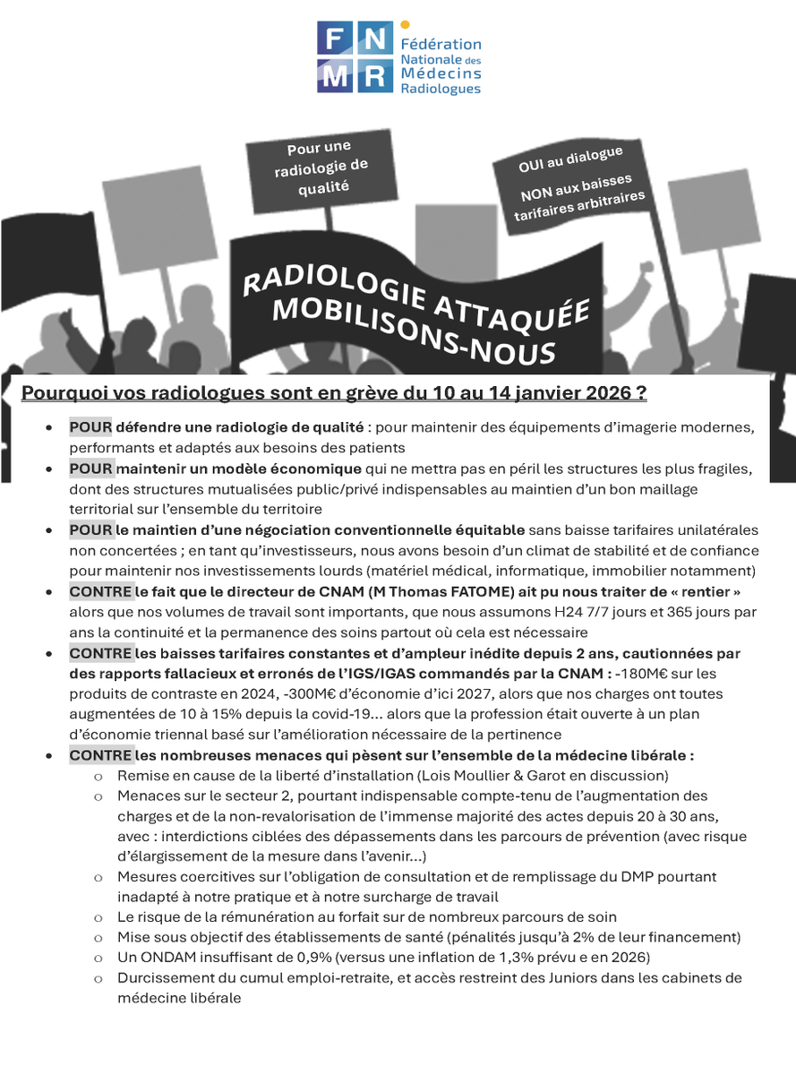 xraygresivaudan's tweet photo. Pourquoi vos centres d'imagerie médicale sont-ils en grève du 10 au 14 janvier ?

#radiologie #fnmr #vidi https://t.co/GjzIggQLMO