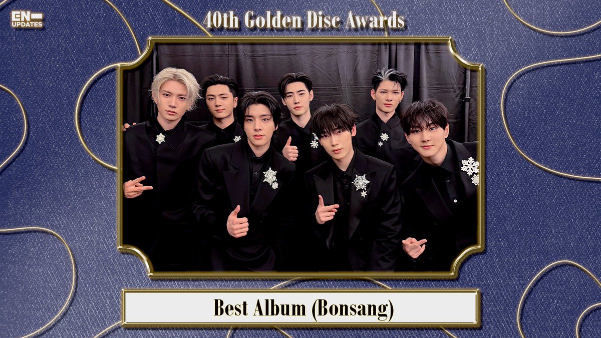 enhypenupdates's tweet image. ENHYPEN won ‘Best Album (Bonsang)’ at the 40th Golden Disc Awards! 🏆 Congratulations! 👏

ENHYPEN IN THEIR GOLDEN ERA
#ENHYPEN_GoldenDiscAwards2026
#ENHYPEN @ENHYPEN_members @ENHYPEN