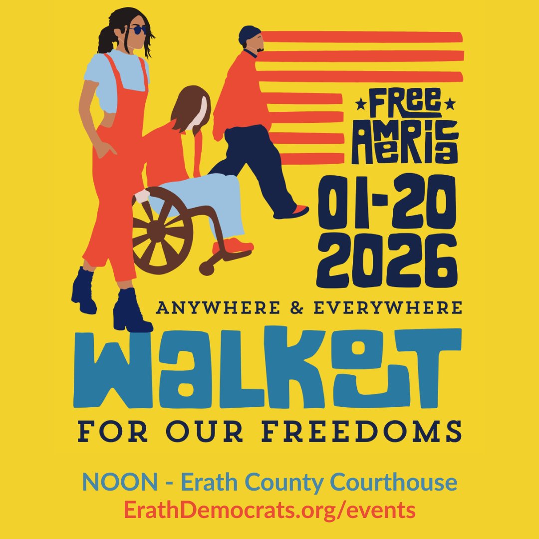 ErathDemocrats's tweet photo. Walkout for Our Freedoms
01/20/26 @ Noon
Erath County Courthouse

https://t.co/4feBOcM00T https://t.co/uHFgy8JfAB