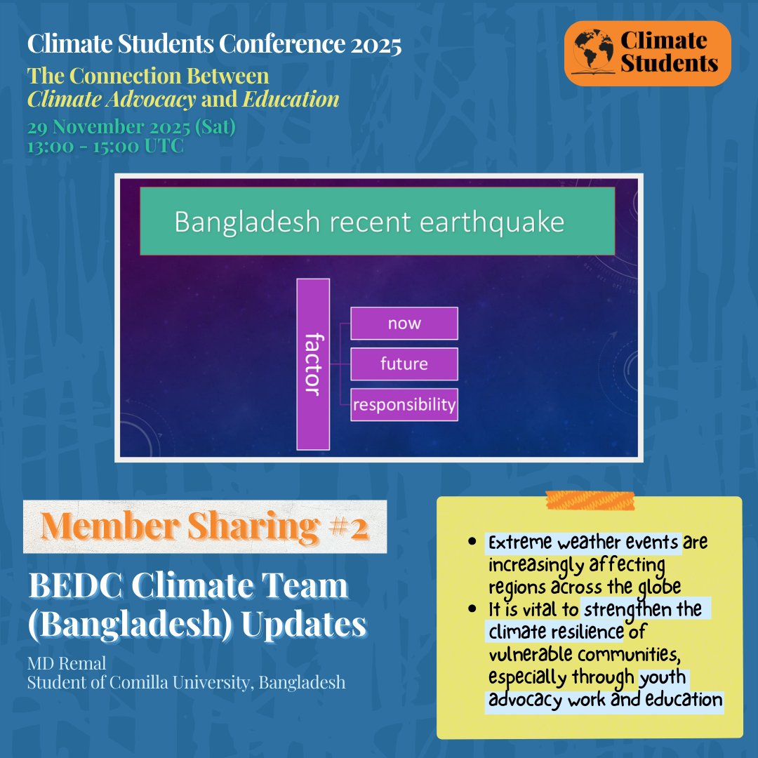 ClimateStudent1's tweet photo. 📷Climate Students Conference 2025
On 29 Nov 2025, youth leaders from across the globe came together to explore “The Connection Between Climate Advocacy and Education”, celebrating inspiring stories of student-led action. We hope you enjoyed connecting with fellow advocates! #CSM https://t.co/TLvKlgxmqy