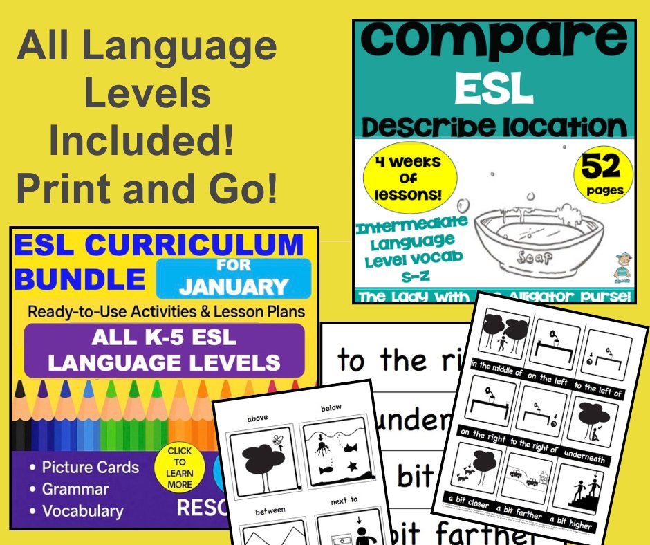 esleld's tweet photo. January ESL / ELL Curriculum &amp; Lesson Plans.  ONE ESL THEME · THREE LANGUAGE LEVELS. ESL Plans intentionally designed around one  theme taught at three English proficiency levels so you can teach all of your ESL groups without planning separate units.  https://t.co/QG2Dq0bMXj https://t.co/5N40Ixn8Dl