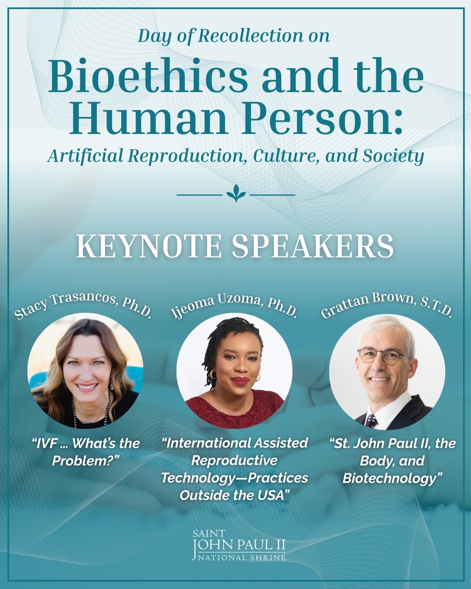 JP2Shrine's tweet photo. What are we really saying about the human person when society produces embryos technologically? Come discuss JPII's insights on IVF and other forms of artificial reproduction.
January 17, 2026 | 9:30AM-3:00PM
Please RSVP at:
https://t.co/ubnqsHZYjs
#Bioethics #HumanPerson #JPII https://t.co/eL46d4aTyS