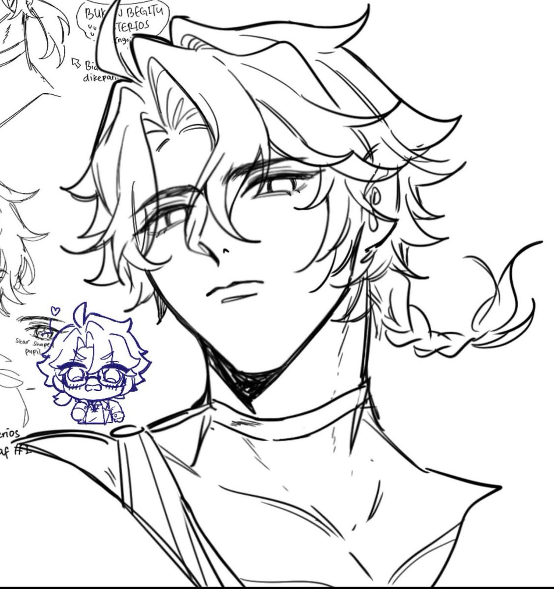 Enzimreninn's tweet image. I dong draw that much lately (except for comms and project), but i'm still trying to get used with my non-cheebs style using my son (oc) in between 🏌‍♀️