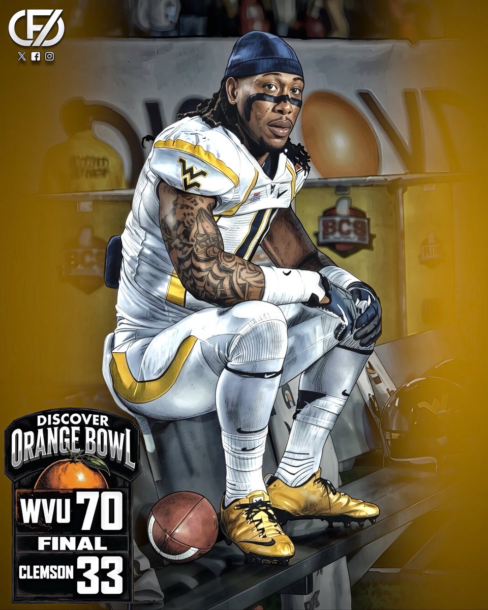 CFDonX's tweet image. With the 2025-2026 bowl season wrapping up, it looks like WVU’s record for most points scored by a team in a bowl game will stay intact for another year.