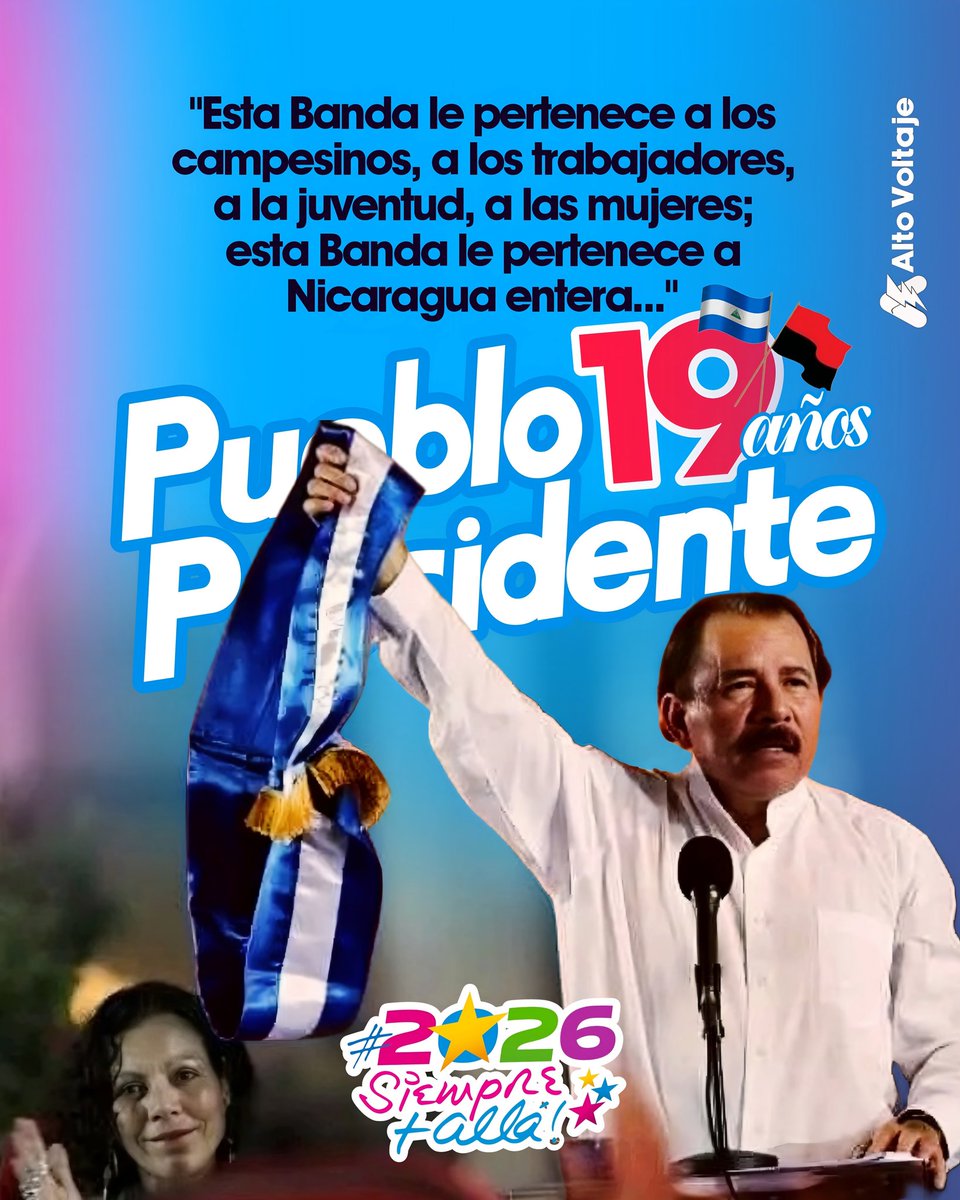 Hoy, a 19 años del Triunfo Electoral del Pueblo-Presidente, Nicaragua sigue siendo un país libre, soberano y en paz. La Revolución continúa viva, como práctica cotidiana de amor, trabajo y esperanza.
#2026VIVASANDINO 
#4619SiempreMásAllá 
#Nicaragua #ManaguaSandinista