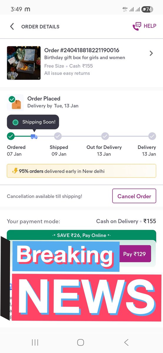 farrusaifi99's tweet photo. @viditaatrey @meesho_support @Meesho_Official 
Why my oder delay 😒 exception date ..???? https://t.co/hzOVIKJE81