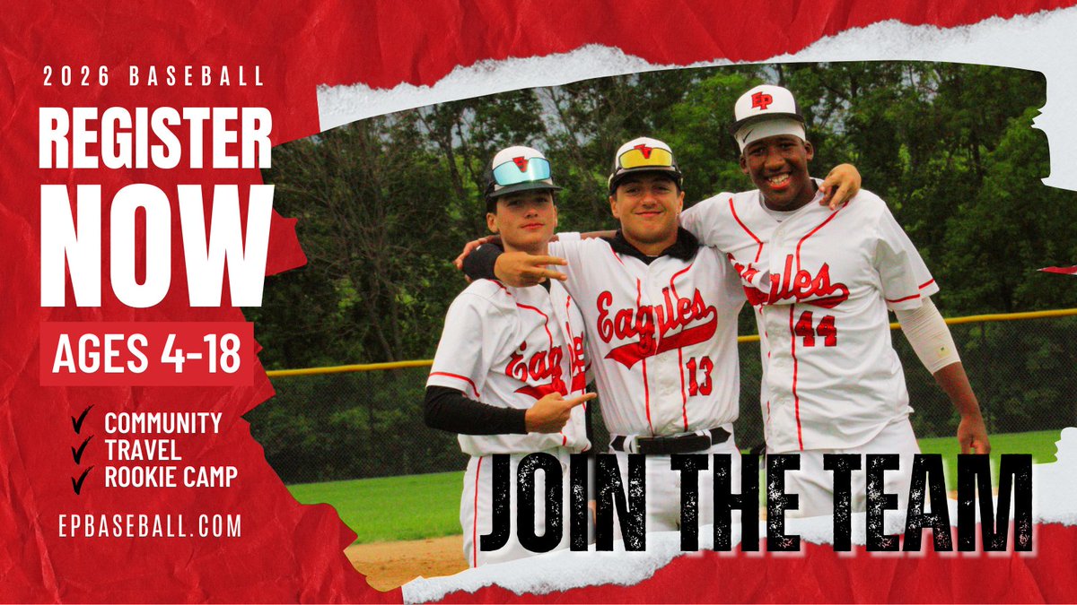 BaseballEP's tweet image. ⚾ Don’t miss out on the upcoming baseball season! Be part of an amazing team, build skills, create friendships, and enjoy a season full of competition and fun.

Register today and join the EP Baseball community!

➡️ epbaseball.com/register
