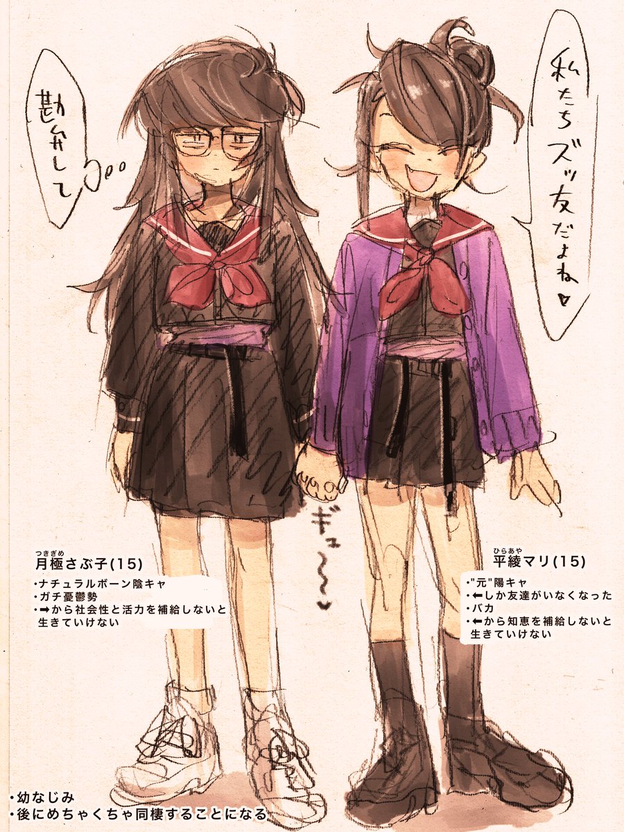 うちの子カプ紹介 #nijieith_OC #nijieith_OC_Sabuko #nijieith_OC_Mari 